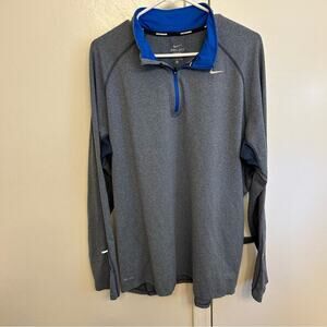 Nike Dri-FIT Half Zip Pullover Gray and Blue XL